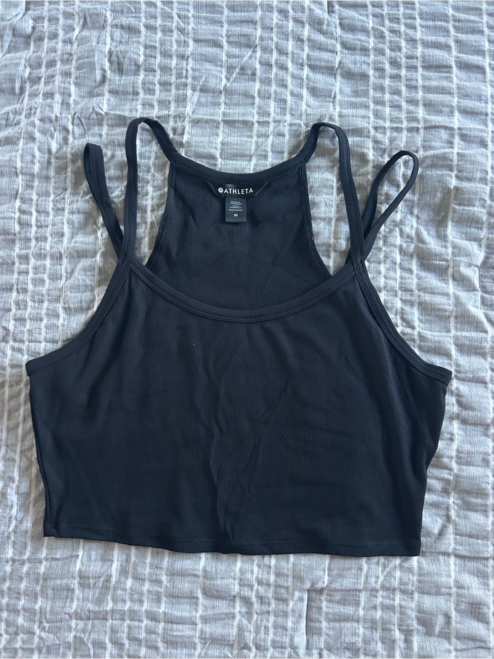 Athleta Black Ribbed Cropped Tank Top